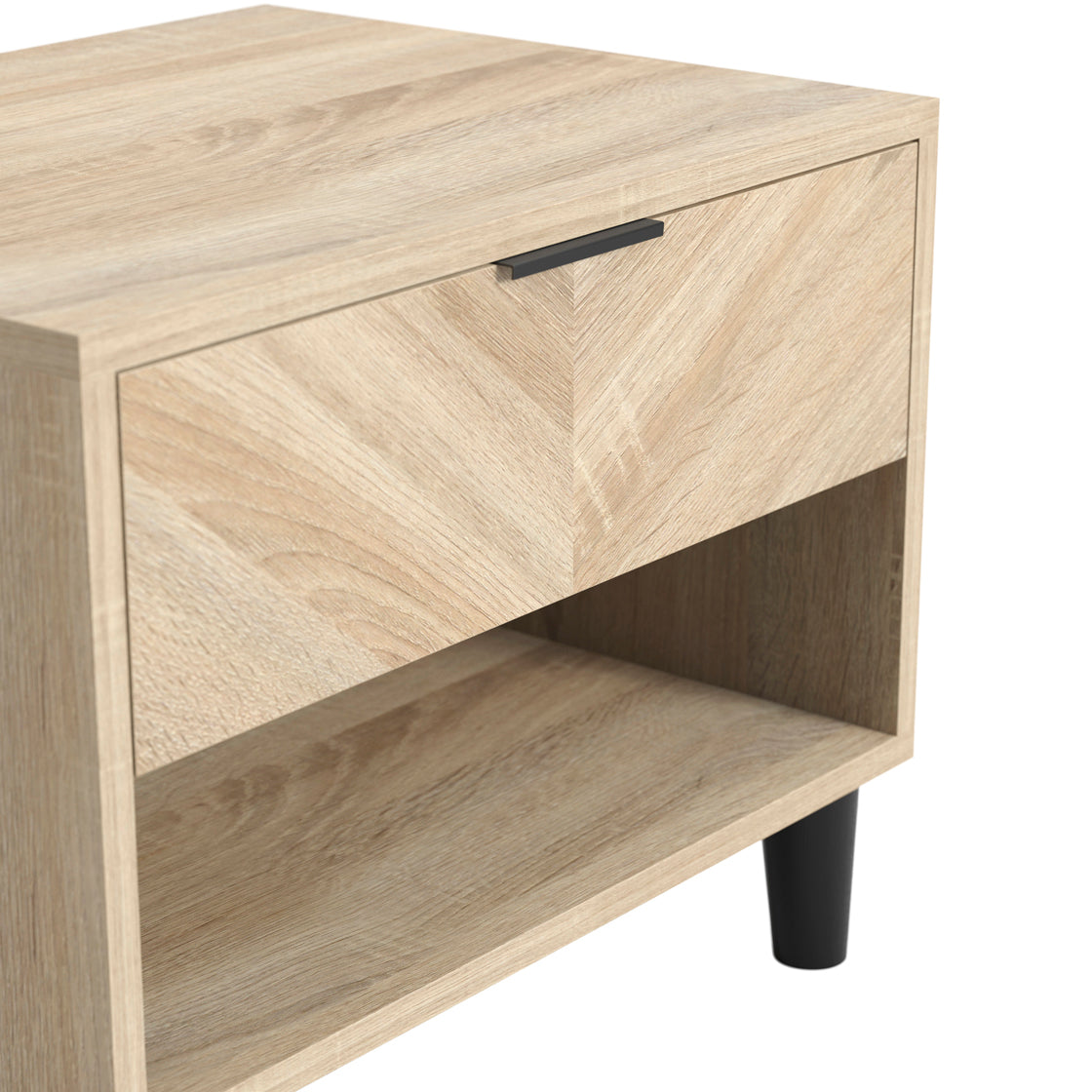 Stockholm Chevron Light Wood Bedside Table | 1 Drawer